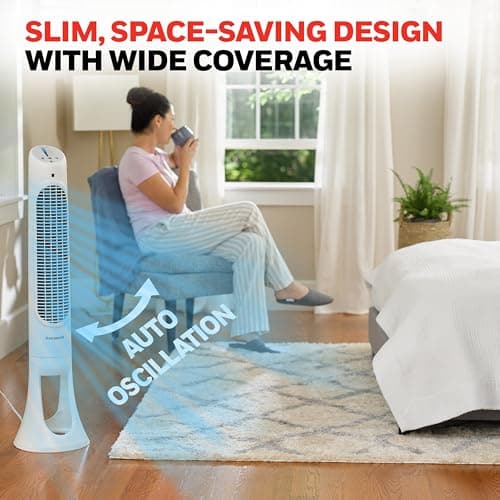 Honeywell QuietSet Whole Room Oscillating Tower filter Fan with Remote, White, HYF260 7