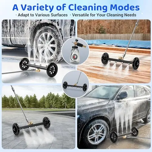Tool Daily Undercarriage Pressure Washer Attachment 16 Inch, Dual-Function Undercarriage Cleaner with 1-Liter Foam Cannon, Under Car Wash Water Broom with 3 Pieces Extension Wand, 3600 PSI 6