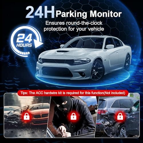 Dash Cam 3 Channel 4K with 5.8GHz WiFi GPS - 4K+1080P Dash Camera Front and Rear Inside,2.5K+1080P*2 Triple Car Camera 3.16"IPS, 32GB Card, 320°Wide Angle, IR Night Vision, G-Sensor, 24H Parking Mode 5