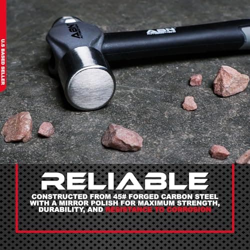 ABN Ball Pein Hammer 4-pc Set – 8, 12, 16, 24 oz Ounce – Fiberglass & Carbon Steel for Metal Rivet, Chisel, Punch 5