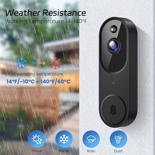 Guggre 1080P Wireless Video Doorbell Camera, Night Vision, Cloud Storage (Sold Separately), 2.4GHz Wi-Fi Only, Smart AI Human Detection, Real-Time Alert, 2-Way Audio, Battery Powered 6