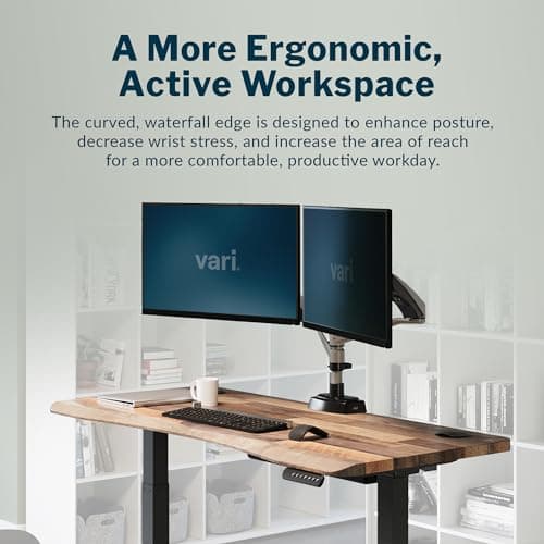 Vari Ergo 54x26 Electric Standing Desk + Height Adjustable Sit-Stand Desk + Curved Waterfall Edge, 4 Memory Settings, Quick Assembly, Cable Management, 200 lb Capacity – Reclaimed Wood (2 Boxes) 5