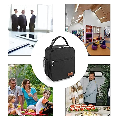 Femuar Lunch bag for Men Women Adults Small for Office Work Picnic - Reusable Portable Lunchbag, Black 6
