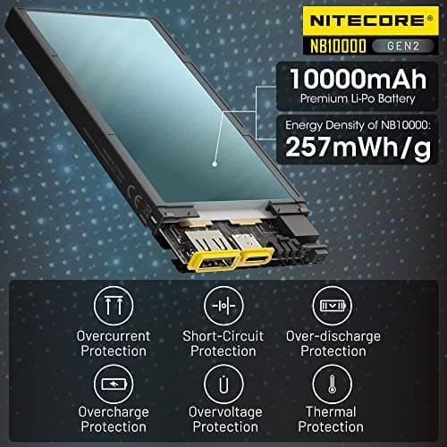 Nitecore NB10000 GEN2 Portable Charger 10000mAh Fast Charging Power Bank Battery Pack Dual-Output for Cell Phone Tag 6