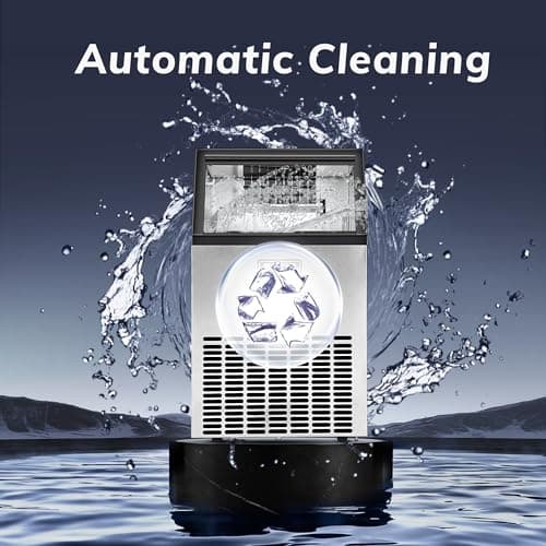 ICEVIVAL Commercial Ice Maker Machine, 100lbs/Daily Ice Production Under Counter Ice Maker, Self-Cleaning, Timer Stainless Ice Machine with 33lbs Ice Storage, Ideal for School, Home, Bar, RV 6
