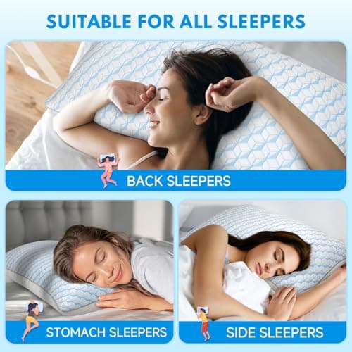 HEYCUZI Bed Pillows Queen Size for Sleeping - Breathable Down Alternative Soft Pillows Set of 2 for Side, Back, and Stomach Sleepers - Hotel Quality Fluffy Microfiber Fill Cooling Skin-Friendly 8