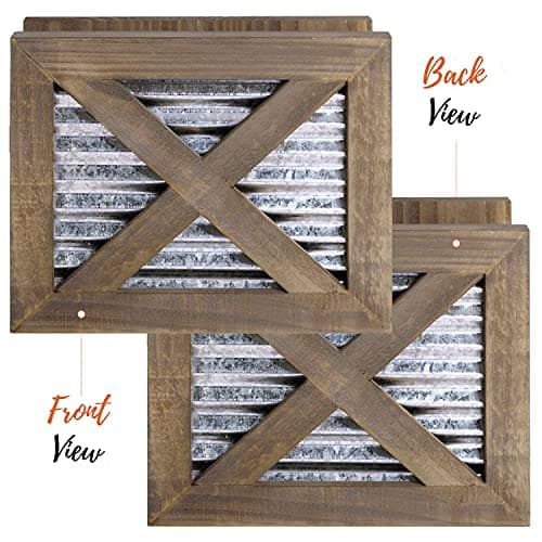 Autumn Alley Farmhouse Napkin Holder and Adorable Farmhouse Salt and Pepper Shakers Set With Wood Holder - Western Kitchen, Galvanized Metal - Upright Rustic Napkin Holder Rustic Kitchen Décor (Brown) 5