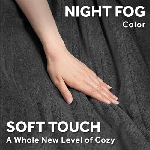 Sunbeam Electric Royal Luxe Microplush Heated Blanket 12 Heat Settings, 12-Hour Selectable Auto Shut-Off, Fast Heating, Warm and Cozy, Jet Grey Color, Queen, 90" x 84" 9