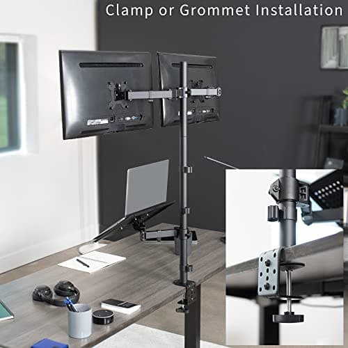 VIVO Laptop and Dual 13 to 27 inch LCD Monitor Stand up Desk Mount, Extra Tall Adjustable Stand, Fits Laptops up to 17 inches, Black, STAND-V012L 5