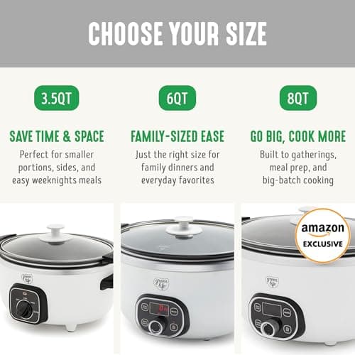 GreenLife 6QT Slow Cooker, Non-Toxic PFAS-Free Ceramic Nonstick Removable Interior Bowl, Programmable, Family Friendly, Keep Warm, Stovetop & Oven Safe, Dishwasher Safe Crock, Timer, Glass Lid, White 10