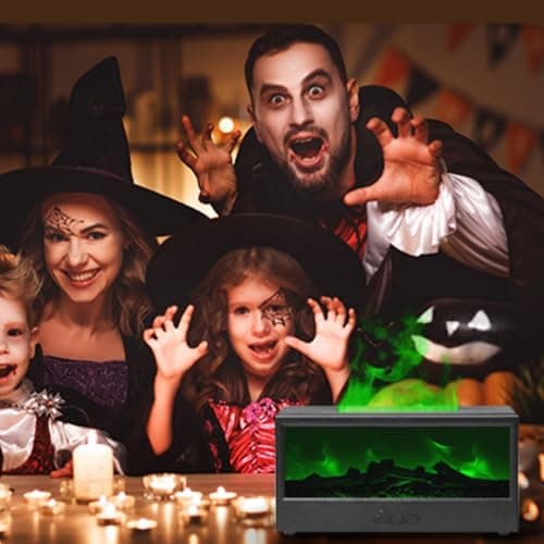 Essential Oil Diffusers for Home,Air Diffuser Flame Colorful Water Vapor Fireplace Fire Humidifier Aromatherapy Aroma for Room Bedroom,Auto Off Protection 9