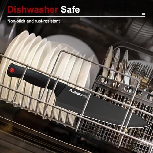 Knife Set, Astercook 15 Pieces Knife Sets for Kitchen with Block, Dishwasher Safe Kitchen Knife Set with Built in Sharpener Block, German Stainless Steel Knife Block Set, Valentine's Gift 7