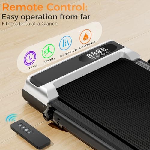 ShineMaos Walking Pad Treadmill with Handle Bar for Home Office,3.0HP Low Noise Portable Folding Under Desk Treadmill with Remote Control,Jogging Running Machine,350 Lbs Capacity,LED Display 2
