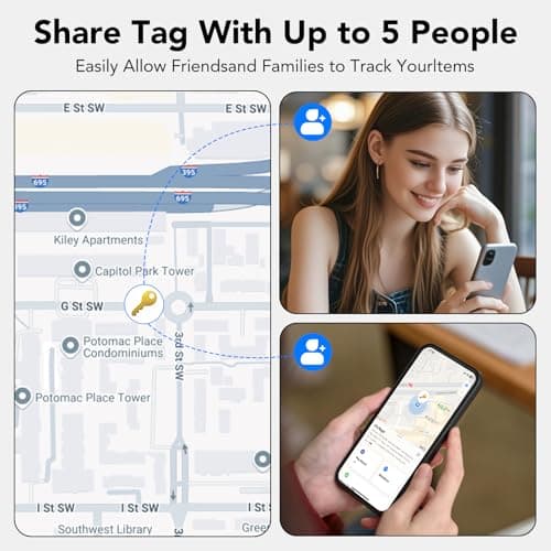 Air Tracker Tags-4 Pack, Bluetooth Tracker Works with Apple Find My APP (iOS Only), Bluetooth Item Finder Keys Finder and Item Locator for Keys, Bags, Luggage,Pets,Wallet,Replaceable Battery 6