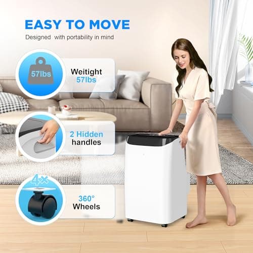 Humhold 12000 BTU Portable Air Conditioners with Remote Control, 3-in-1 Free Standing Cooling AC Unit with Fan & Dehumidifier, Cools Room up to 500 sq.ft, Smart/Sleep Mode,3 Speed,24H Timer,Window Kit 9