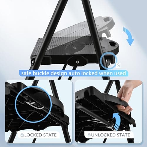 600lbs 2 Step Ladder,Folding Step Stool with Wide Anti-Slip Pedal, Heavy Duty Sturdy Steel Ladder with Handgrip,Portable Steel Step Stool for Home Kitchen Library Office (Matte Black) 6