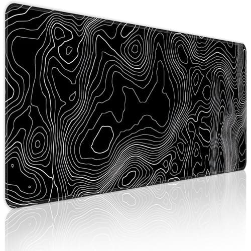 Mouse Pad Gaming Mousepad 31.5 x 11.8in Desk Mat for Keyboard and Mouse with Anti-Slip Rubber Base, Keyboard Pad XL Large Mouse Pad for Home and Office(Black Topographic)