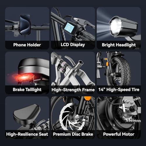 DTTZH A12S Electric Bike Foldable for Adults, 2000W Folding Ebike 40MPH, 52V 25Ah Adult Electric Bicycles, 80 Mlies Long Range E Bike, UL2849 Certified (Black) 8