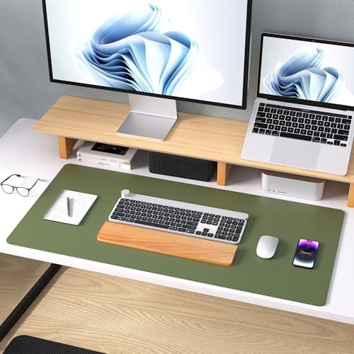 Aothia Desk Protector Mat, Mouse Pad, Non-Slip Waterproof PU Leather Desk Blotter, Laptop, Writing for Office and Home (23.6" x 13.7", Olive Green) 8