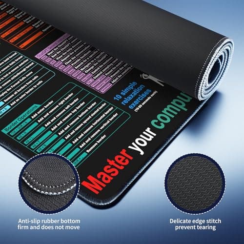 Excel Cheat Sheet Desk pad—Contains 9 Major Excel Function modules|Large XL Size（31.5 * 11.8 inch）|Desk mat for Keyboard and Mouse|Work、Study、Gaming Mouse pad|Waterproof、Anti-Slip Large Mouse pad 6