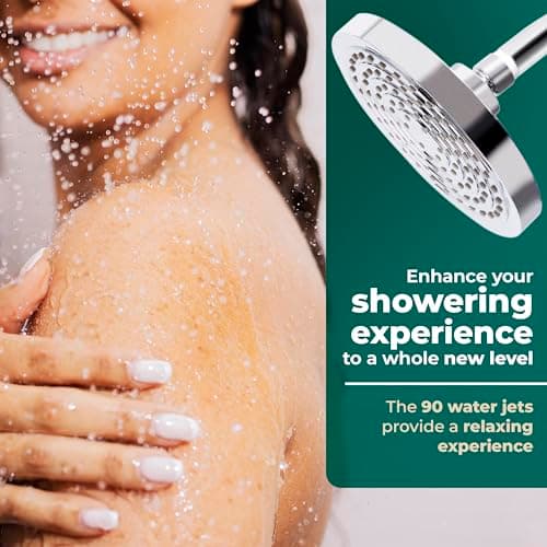 Winthorpe Water Saving Shower Head, High Pressure Showerhead with Widespread Coverage, Easy Installation, Modern Design, Low Flow Eco Mode, 90 Water Jets - Chrome 5