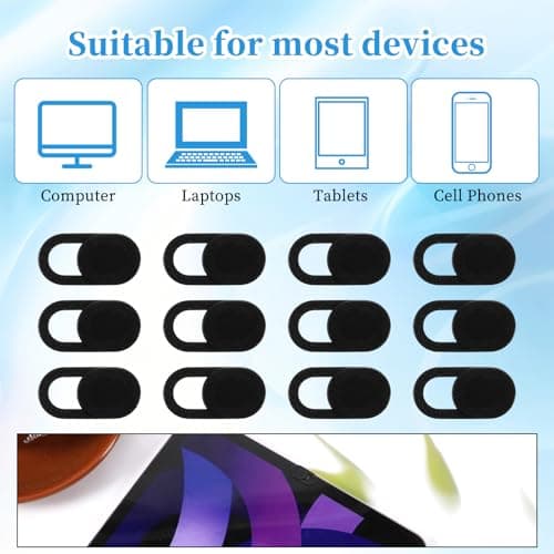 50 Pcs Webcam Cover Slide, 0.023 Inch Ultra-Thin Universal Laptop Camera Cover Slide for Laptop, Computer, Phone Protect Your Privacy and Security 6