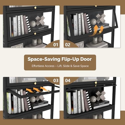 BONITURE Display Cabinet with Acrylic Glass Doors,3-Tiers Curio Cabinet with LED Lighting for Collectibles, Collectibles Toy Organizers Rack & Display Shelf Display Case Storage Cabinet, Black 5