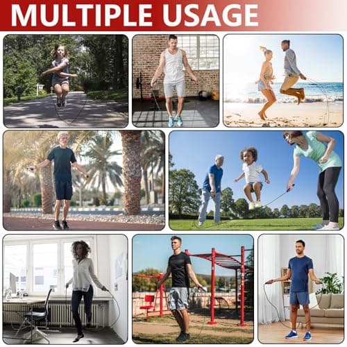 Adjustable Weighted Jump Rope, 9ft Long Tangle-Free Rapid Speed Jumprope for Exercise Calisthenics Fitness Jumping Skipping Double Dutch Boxing Crossfit, Workout Stuff for Women Men Kids Adult 5