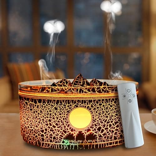 Essential Oil Diffuser for Home，Volcano Diffusers for Essential Oils Large Room with Jellyfish & Flame Mist Mode,3 Timer&3 Colors Light,Auto Shut-Off,300ml Aromatherapy Diffuser for Bedroom，Office,Gym