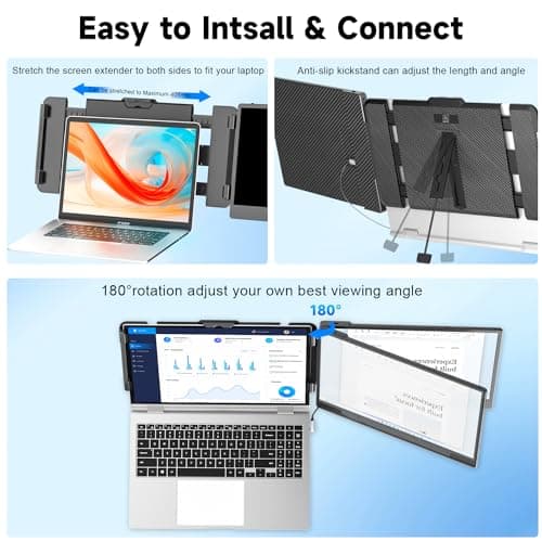 KEFEYA Laptop Screen Extender, 14" Portable Monitor for Laptops 13-17", 1080P FHD IPS Monitor Extender for Laptop with USB-C/HDMI Port, Plug n Play for Windows/Chrome/Mac/Switch/PS5 6