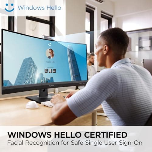 ViewSonic VG3457CV 34 Inch Ultrawide QHD 1440p Curved Video Conferencing Docking Monitor with Windows Hello Compatible IR Webcam, Advanced Ergonomics, and 100W USB C for Home and Office 3