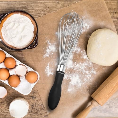 Zulay Kitchen Stainless Steel Balloon Whisk 11 Inch – Durable Wire Whisk with Soft Grip Silicone Handle – Versatile Kitchen Whisk for Blending, Beating, Frothing, Stirring & More - Black 7