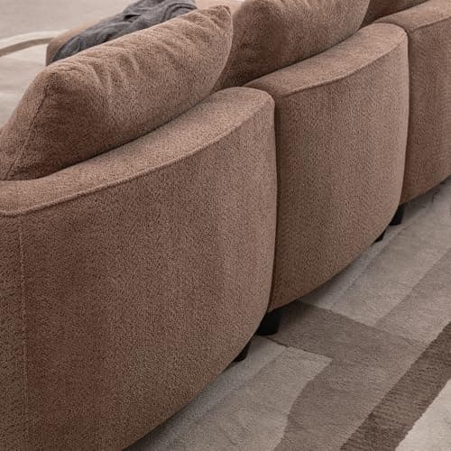 YOPENG 108" Modular Sectional Sofa with Chaise Lounge, Luxury Curved Sofa, Modern L Shaped Upholstered Boucle Couches, Minimalist 3 Seater Sofas for Living Room Apartment Office, Camel 6