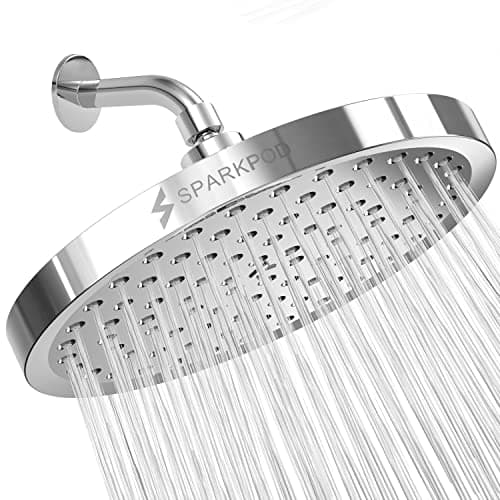 SparkPod Shower Head - High Pressure Rain - Premium Quality Luxury Design - Easy Clean Adjustable Replacement for Your Bathroom Shower Heads (Luxury Polished Chrome, 8 Inch Round)