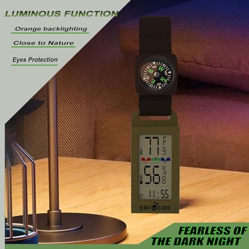 Indoor Outdoor Portable Thermometer Hygrometer with Accurate Temp & Humidity Detection Alarm Compass Crucial for a Comfortable Living Space, Camping, Workshop. Get it Now for a Controlled Environment 6