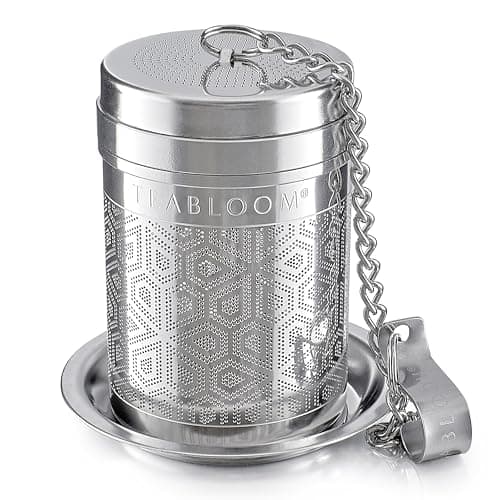 Teabloom Elegant Stainless Steel Loose Leaf Tea Infuser – Tea Connoisseur's Choice for White, Green, Oolong, Black, and Herbal Teas – Geometric Blossom Design – Small Size 6