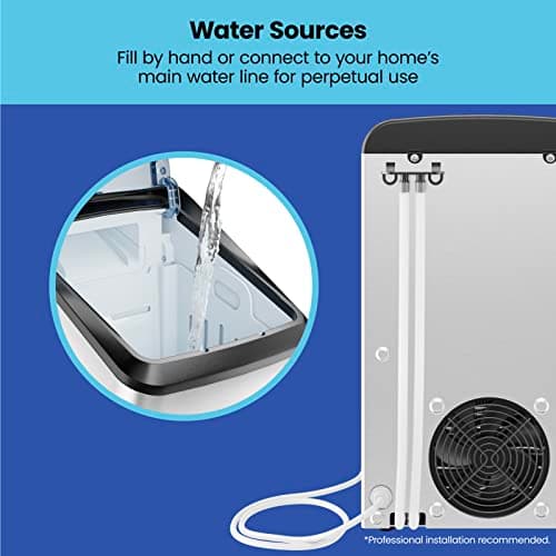 Iceman Countertop Nugget Ice Maker – Pebble Ice Machine, Soft Chewable Pellets in 20 Min, 26Lbs/24H, 3lb. Capacity, Waterline-Compatible, Self-Cleaning, Stainless-Steel + Scoop 6