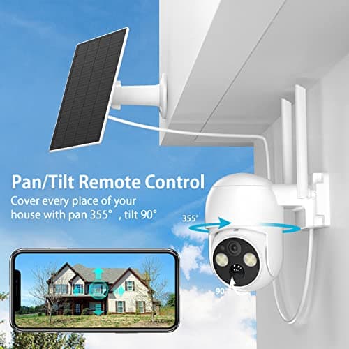 WOOLINK 2PCS 4MP Solar Security Cameras Wireless Outdoor, 2.5K Solar/Battery Powered Camera for Home Security, Pan/Tilt 2.4Ghz WiFi Camera with PIR, 2-Way Audio, Cloud/SD, Color Night Vision 2