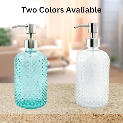 AuldHome Design Hobnail Glass Soap Dispenser (Clear, 3-Pack); Decorative Pump Bottles 7