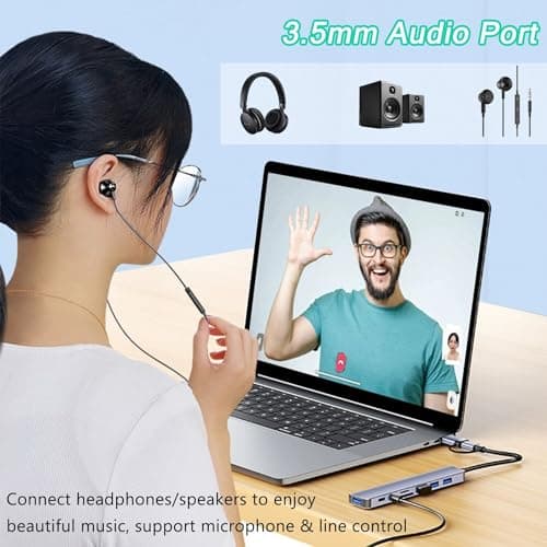 USB C Hub USB Hub 3.0, VIENON Aluminum 8 in 1 USB Extender with SD/TF Card Reader, 3.5mm Aux Headphone Jack for MacBook Pro Air and More PC/Laptop/Tablet Devices 5