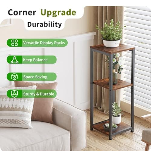 VonDream 3 Tier Tall Plant Stand Indoor, 32.5" Corner Plant Stands for Indoor Plants Multiple, Multi-Functional Small Side Table for indoor Plants 9