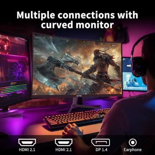 KTC 24 Inch Curved Gaming Monitor, 180Hz FHD 1080P Frameless Computer Monitor, Freesync/G-Sync Support, 99% sRGB, 3000:1 Contrast, HDMI, DisplayPort, Wall Mountable/Tilt Adjustable, H24S17 6