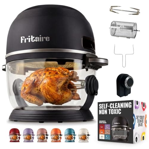 Non Toxic Air Fryer™ Pro | 9-in-1 Glass Air Fryer | Self-Cleaning | 5 Quart | Rotisserie and Tumbler | 400F Vortex For Even Cooking, BPA-Free Teflon Free, Recrisp, Roast, Bake, Black