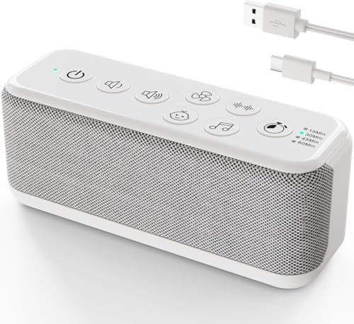 OnLyee White Noise Machine for Office Privacy & Noise Canceling, USB Rechargeable Sound Machine for Sleeping Adults, 42 Soothing Sounds, Lullabies, Fan Sounds, Auto-Off Timer – Ideal for Sleep & Focus