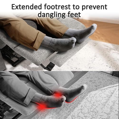 MCombo Power Lift Recliner Chair with Extended Footrest for Elderly People, Fabric 7287 (Light Grey, Medium) 5