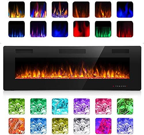 Antarctic Star 36 Inch Electric Fireplace in-Wall Recessed and Wall Mounted, Fireplace Heater and Linear Fireplace with Multicolor Flame, Timer, 750/1500W Control by Touch Panel & Remote 6