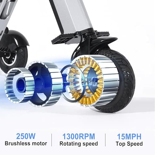 TopMate ES33 Powered Mobility Scooter 3 Wheels Foldable Trike with Seat for Adults, Lightweight Electric Scooter with Removable 36V 7.8AH Battery, Reverse Function & Key Switch for Commute and Travel 6
