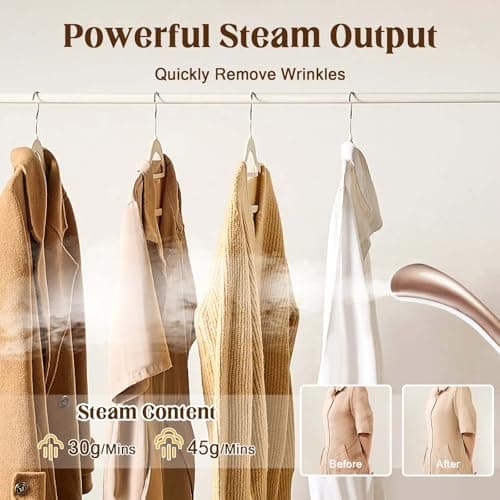 Cobuy Standing Garment Steamer, 2000W Powerful Steamer for Clothes, 10 Steam Levels, 2.7L Water Tank for 90 Mins Continuous Steaming, Home Commercial Use (Champagne Gold) 6