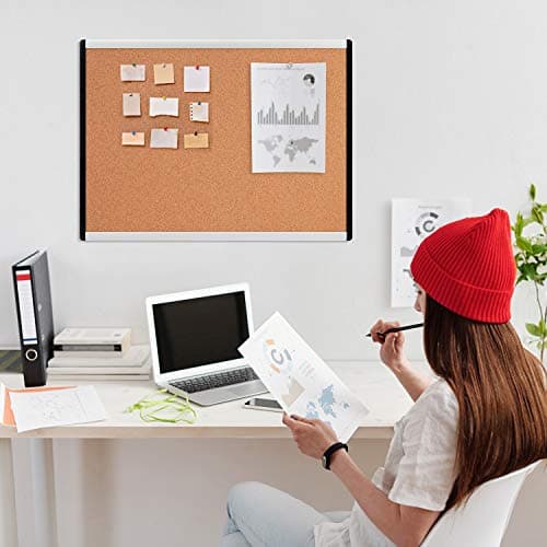 Amazon Basics Cork BulletinBoard, 23" x 17", Pin Board for Office & Home with Aluminum/Plastic Frame, 1 Pack 7