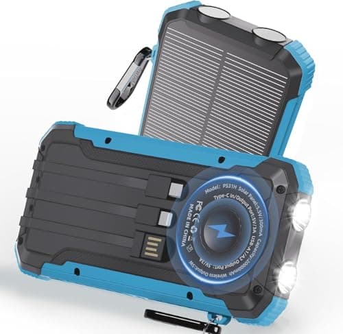 Luvknit Solar Charger Power Bank 20,000mAh Portable Wireless Charger, Fast Charging External Battery Bank with 6 Outputs for Cell Phones,Portable Solar Panel with Dual Flashlight for Camping
